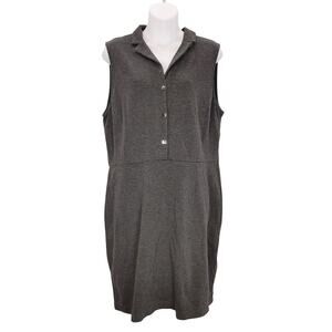 Brooks Brothers Sleeveless Sheath Dress Collared Knit Gray Womens Size 14 Casual